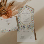 Wildflower Fern beige Wedding All In One Uitnodiging<br><div class="desc">Deze Wilde Bloem Fern Beige Wedding All in One Invitation design is een elegante constructie van klassieke gouden geometrische lijsten die zijn gegrift met delicate boho floral greenery bouquets en stengels. Met een palet van tijdloze ivoorbeige achtergronden met eenvoudige klassieke zwarte typografie en witte kleurrijke bloemen, die een prachtig en...</div>
