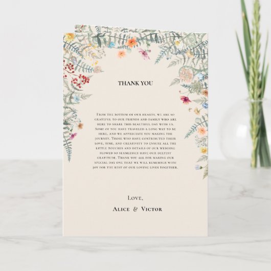  Wildflower Fern beige Wedding Folded Programma (Achterkant)