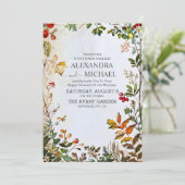 Wildflower Fern beige Wedding Kaart (Staand voorkant)