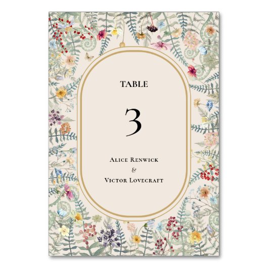 Wildflower Fern beige Wedding Kaart (Achterkant)