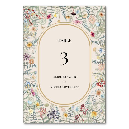  Wildflower Fern beige Wedding Kaart (Voorkant)