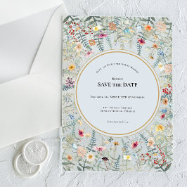  Wildflower Fern Dusty Blue Save the Date Acryl Uitnodigingen