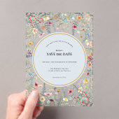  Wildflower Fern Dusty Blue Save the Date Acryl Uitnodigingen (Insitu (Draagbaar))