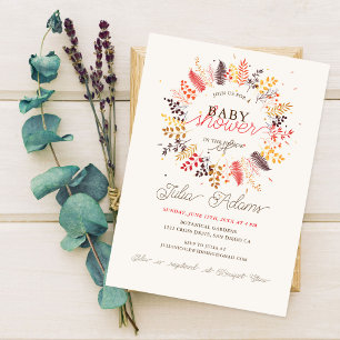 Wildflower Fern Mushroom Foliage Baby shower Kaart