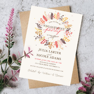 Wildflower Fern Mushroom Foliage Engagement Party Kaart