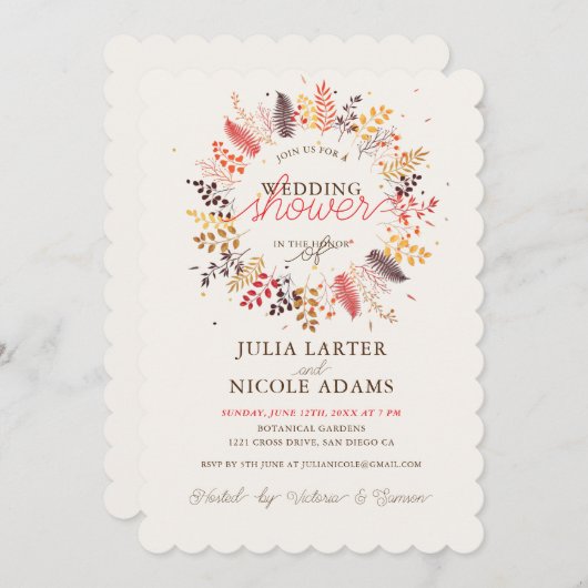 Wildflower Fern Mushroom gebladerte bruiloft douch Kaart (Voorkant / Achterkant)