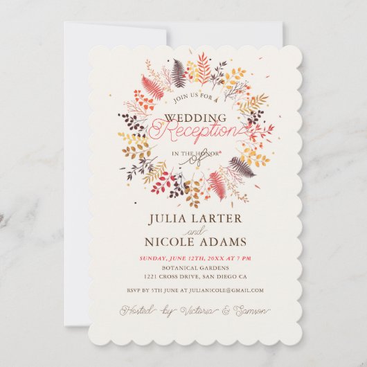 Wildflower Fern Mushroom gebladerte bruiloft recep Kaart (Voorkant)