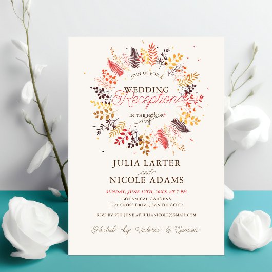 Wildflower Fern Mushroom gebladerte bruiloft recep Kaart