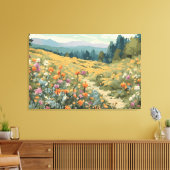 Wildflower Field Bergen Natuurlijke Scène Canvas Afdruk (Insitu (Woonkamer))