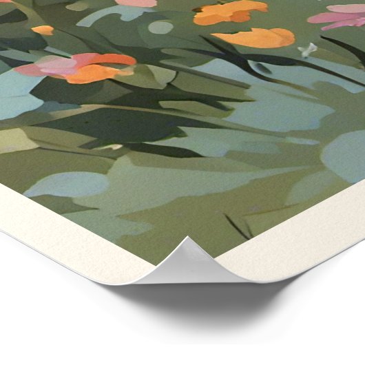 Wildflower Field Bergen Natuurlijke Scène Poster (Hoek)