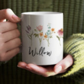 Wildflower Field Boho gepersonaliseerde mok met na
