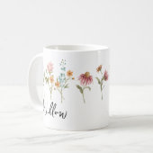 Wildflower Field Boho gepersonaliseerde mok met na (Voorkant links)