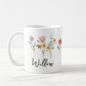 Wildflower Field Boho gepersonaliseerde mok met na (Links)