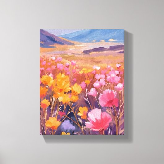 Wildflower Field | Floral Landscape Painting Canvas Afdruk (Voorkant)