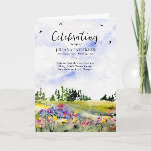 Wildflower Field Foto Viering van het Leven Begraf Programma (Voorkant)