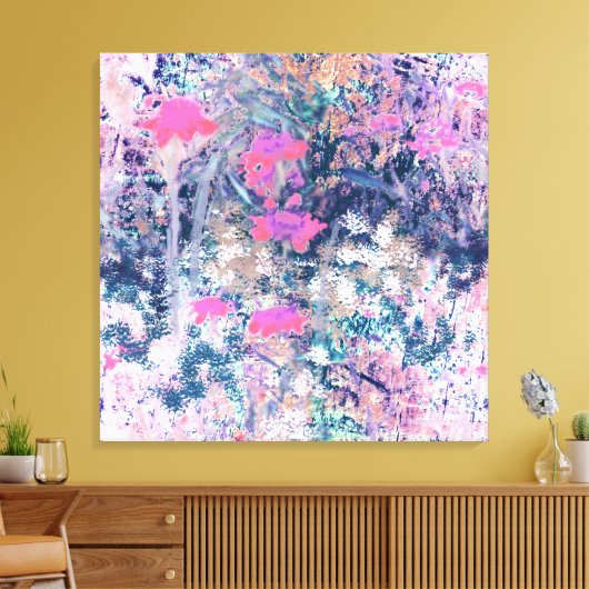 Wildflower Field Impressionism -Pink Canvas Afdruk (Insitu (Woonkamer))