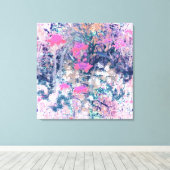 Wildflower Field Impressionism -Pink Canvas Afdruk (Insitu (Houten vloer))