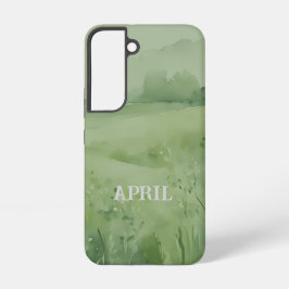 Wildflower field in green watercolor samsung galaxy hoesje