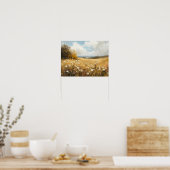 Wildflower Field Landschap Olieverf,  Poster (Keuken)