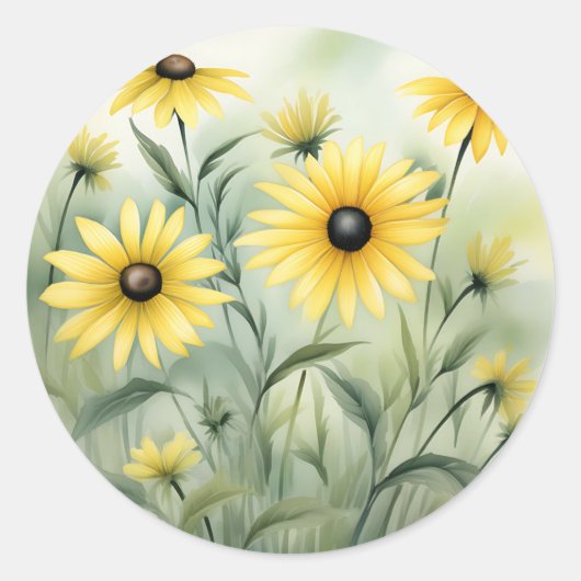 Wildflower Field met Black Eyed Susans Ronde Sticker (Voorkant)
