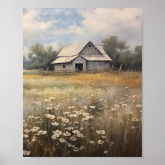 Wildflower Field olieverfschilderij Poster