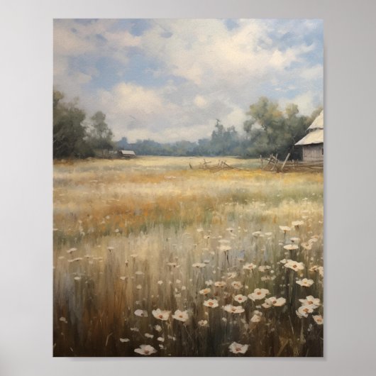 Wildflower Field olieverfschilderij Poster (Voorkant)