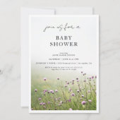 Wildflower Field Sage Green Baby Shower Kaart (Voorkant)