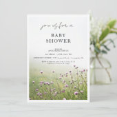 Wildflower Field Sage Green Baby Shower Kaart (Staand voorkant)