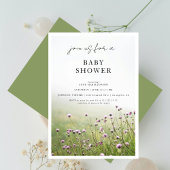 Wildflower Field Sage Green Baby Shower Kaart