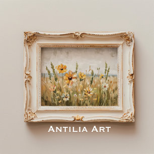 Wildflower Field Schilderen Lentelandschap Poster