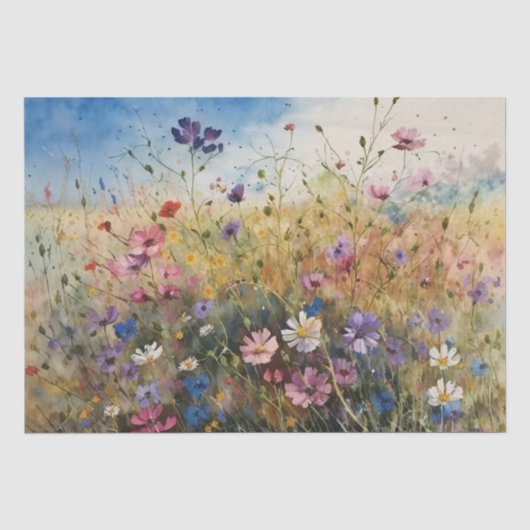 Wildflower Field Waterverf Decoupage Tissuepapier (Voorkant)