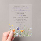 Wildflower Field Wedding Acryl Uitnodigingen (Insitu (Draagbaar))