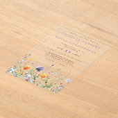Wildflower Field Wedding Acryl Uitnodigingen (Laagn)