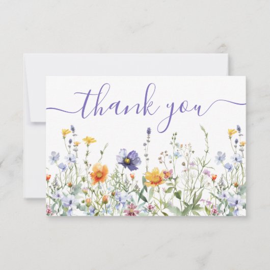 Wildflower Field Wedding Bedankkaart (Voorkant)