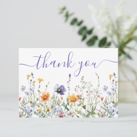 Wildflower Field Wedding Bedankkaart (Staand voorkant)