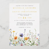 Wildflower Field Wedding Folie Uitnodiging (Voorkant)