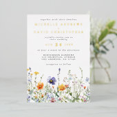 Wildflower Field Wedding Folie Uitnodiging (Staand Voorkant)