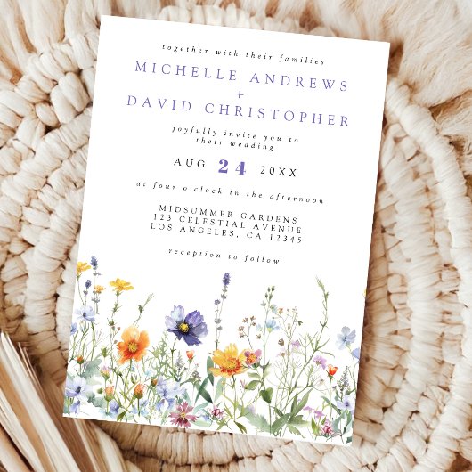 Wildflower Field Wedding Kaart