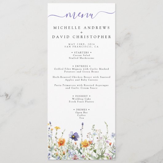 Wildflower Field Wedding Menu (Voorkant)