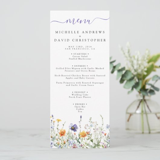 Wildflower Field Wedding Menu (Staand voorkant)