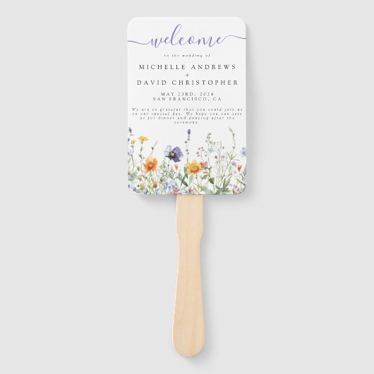 Wildflower Field Wedding Programma Handwaaier (Voorkant)