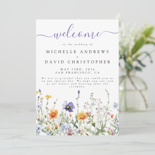 Wildflower Field Wedding Programmakaart (Staand voorkant)
