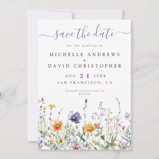 Wildflower Field Wedding Save The Date (Voorkant)