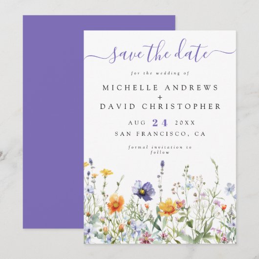 Wildflower Field Wedding Save The Date (Voorkant / Achterkant)