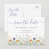Wildflower Field Wedding Save the Date Briefkaart (Voorkant / Achterkant)
