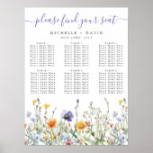 Wildflower Field Wedding Seating Chart Poster (Voorkant)
