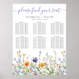 Wildflower Field Wedding Seating Chart Poster
