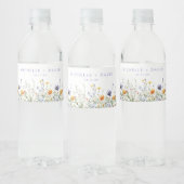 Wildflower Field Wedding Waterfles Etiket (Flessen)