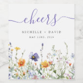 Wildflower Field Wedding Wijn Etiket (Enkel label)