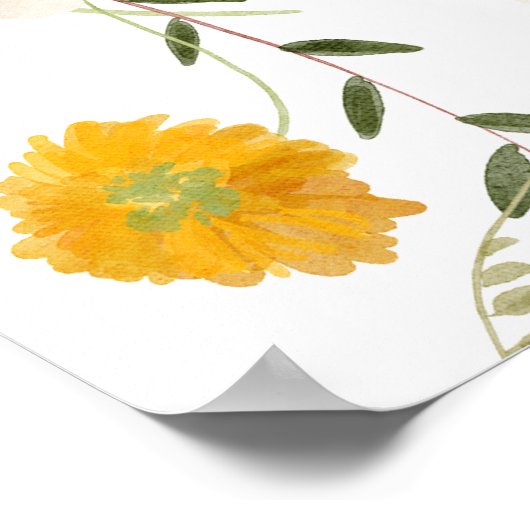 Wildflower Fields Boho Baby shower Welkomstbord Poster (Hoek)